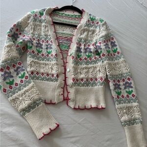 Chic Multicolor Floral Knit Cardigan